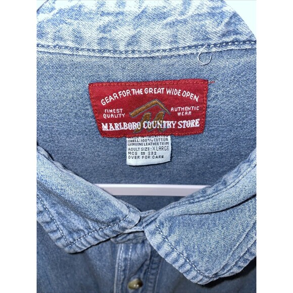 Marlboro Country Store Men’s Heavy Chambray Shirt Size XL Blue Outdoors Workwear - Picture 2 of 12